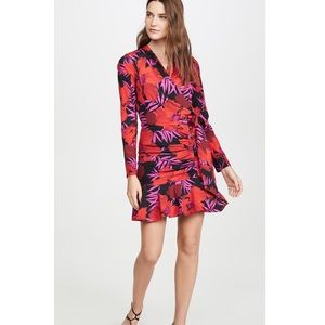 NWT $595 Veronica Beard Lorina Multi Poppy Floral Silk Blend Tie Front Dress